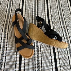 Black Wedge Sandals
